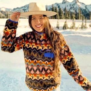 Patagonia Big Anthos Synchilla Pink and Brown sz Medium